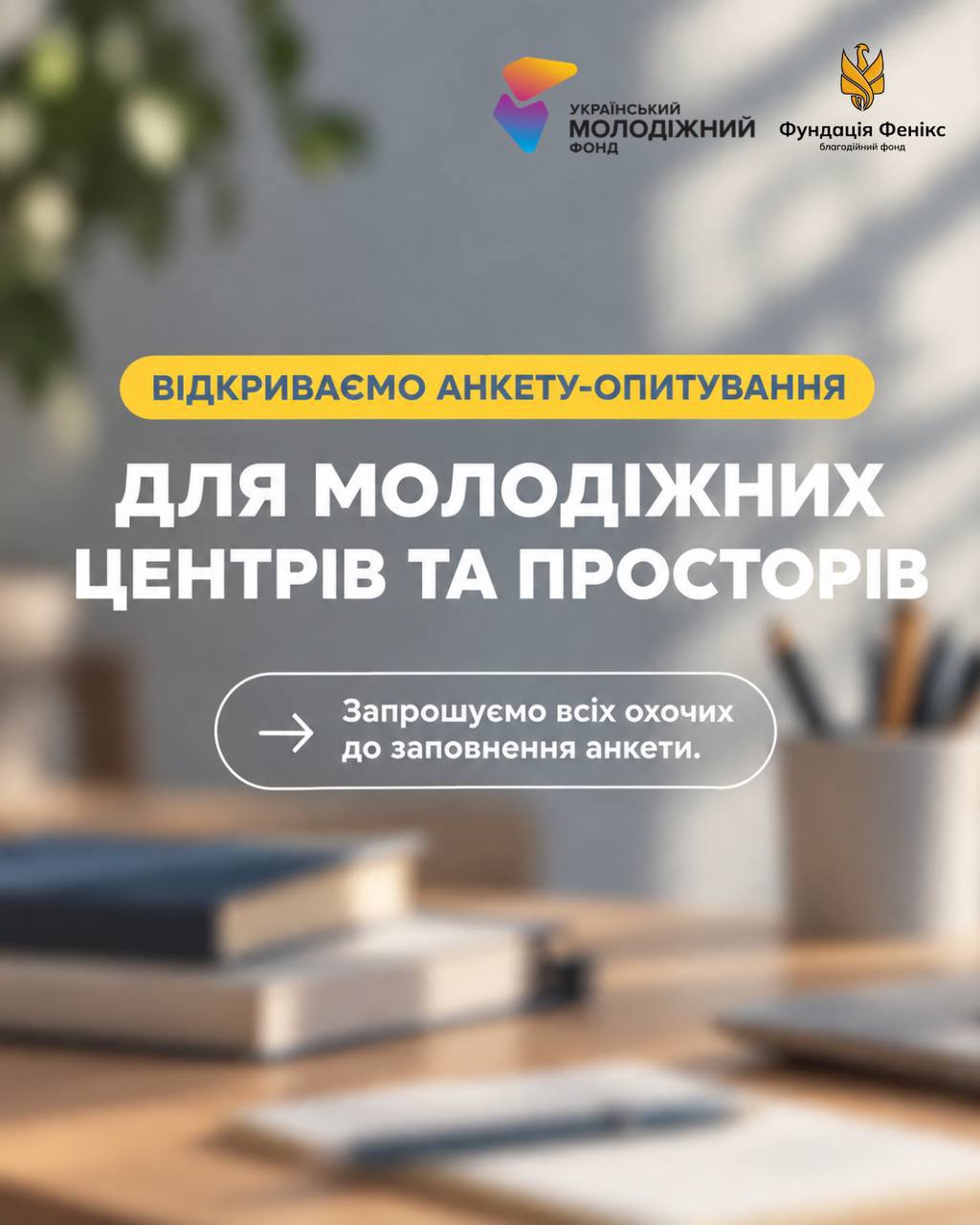 Відкриваємо анкету-опитування для молодіжних центрів та просторів